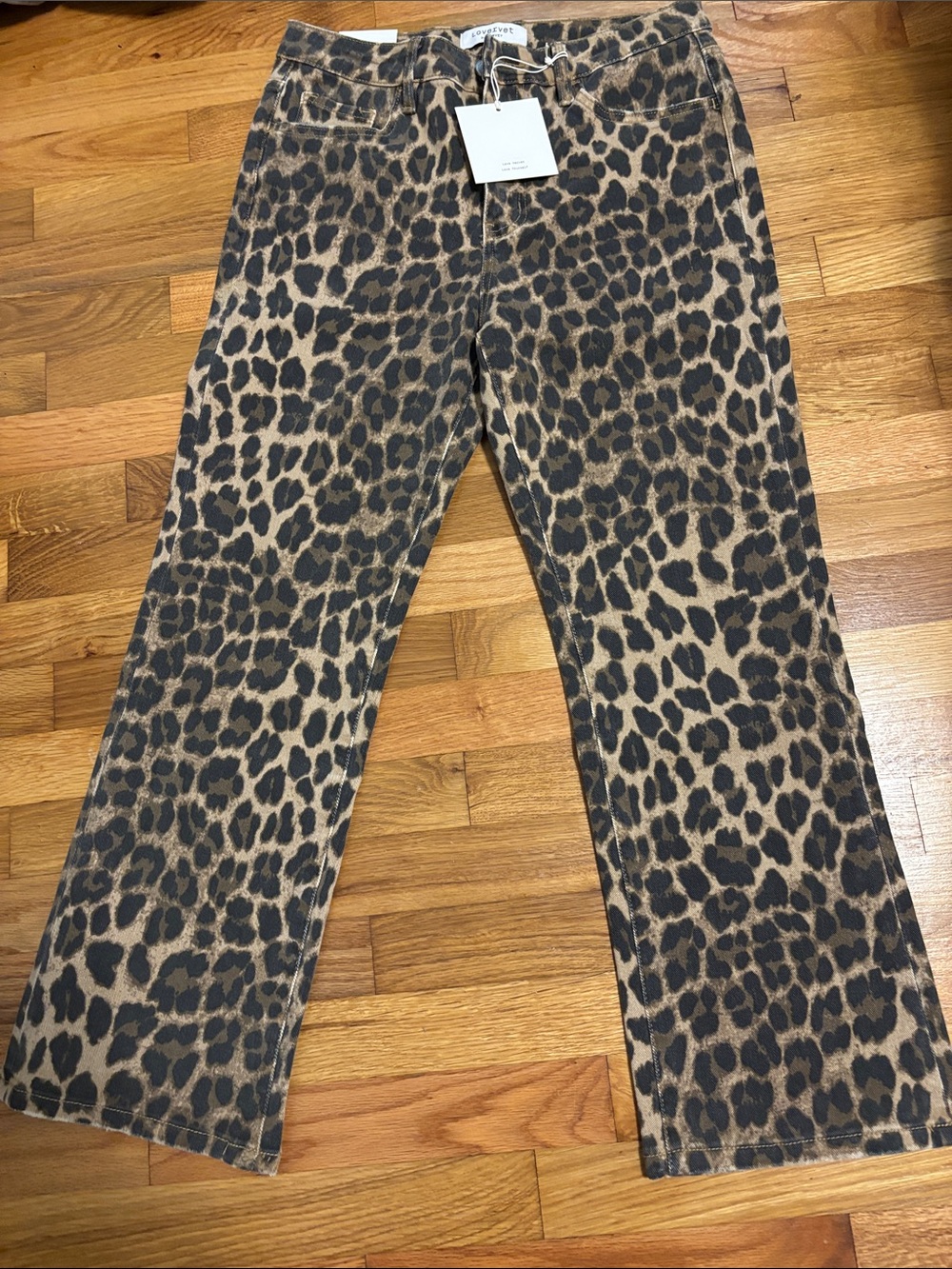 Leopard Print Wide-Leg Jeans - Brown